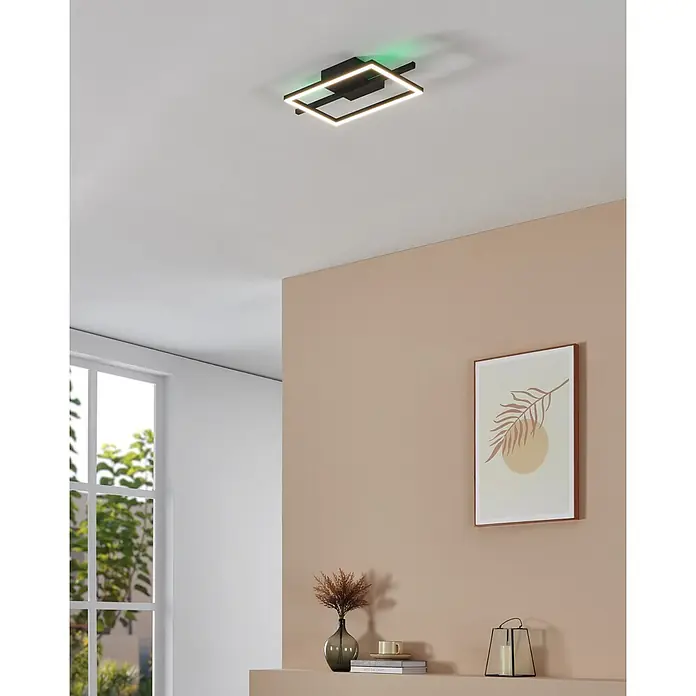 Eglo LED-Deckenleuchte Amondolo - 17 W, L x B x H: 40 x 20 x 6,5 cm, Schwarz, RGBW - Stimmungsaufnahme