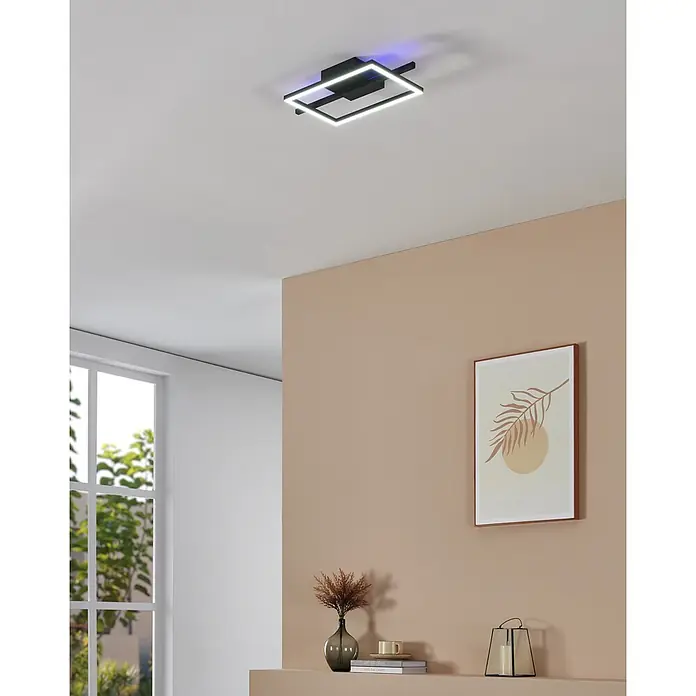 Eglo LED-Deckenleuchte Amondolo - 17 W, L x B x H: 40 x 20 x 6,5 cm, Schwarz, RGBW - Stimmungsaufnahme