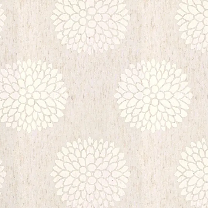 Expo Ambiente Rollo - B x H: 100 x 190 cm, Leinen, Blumen & Pflanzen - Helles Blumenmuster mit cremeweißen Dahlienblüten.