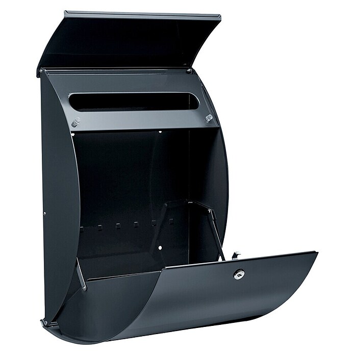 Burg-Wächter Wandbriefkasten Riviera 835 (L x B x H: 13 cm x 33,5 cm x 460 mm, Anthrazit, Stahl, Öffnungsstopp) | BAUHAUS