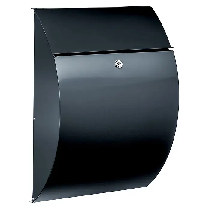 Burg-Wächter Wandbriefkasten Riviera 835 Ant - L x B x H: 13 x 33,5 x 46,5 cm, Anthrazit, Stahl, Öffnungsstopp - Schlanker dunkelgrauer Wandbriefkasten mit geschwungener Front und Schlüsselschloss.