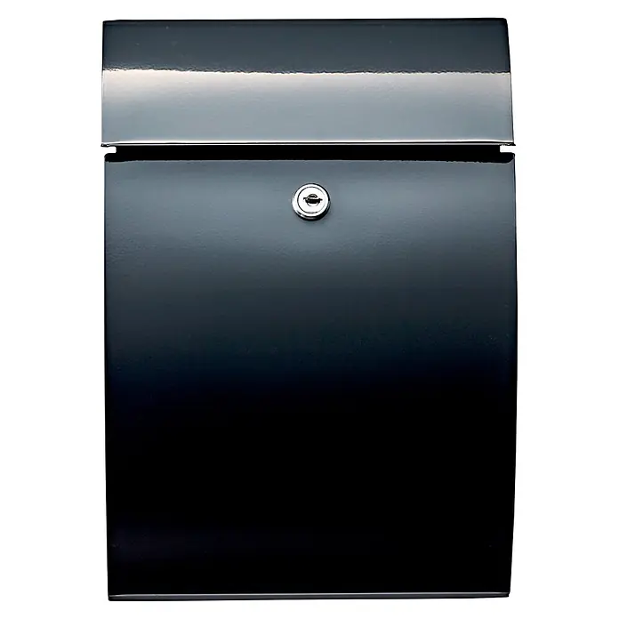 Burg-Wächter Wandbriefkasten Capri 813 Ant - L x B x H: 8 x 21,5 x 30,4 cm, Anthrazit, Stahl - Elegante schwarze Metall-Briefkasten mit silbernem Schlüsselschloss.