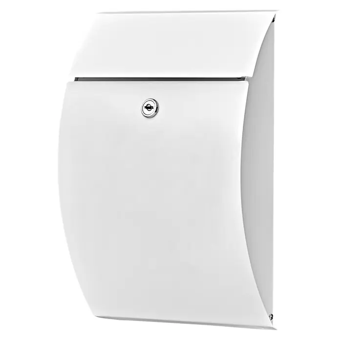 Burg-Wächter Wandbriefkasten Capri 813 W - L x B x H: 8 x 21,5 x 30,4 cm, Anthrazit, Stahl - Weißer Metallbriefkasten mit gewölbter Vorderseite und einem Schlüsselschloss.