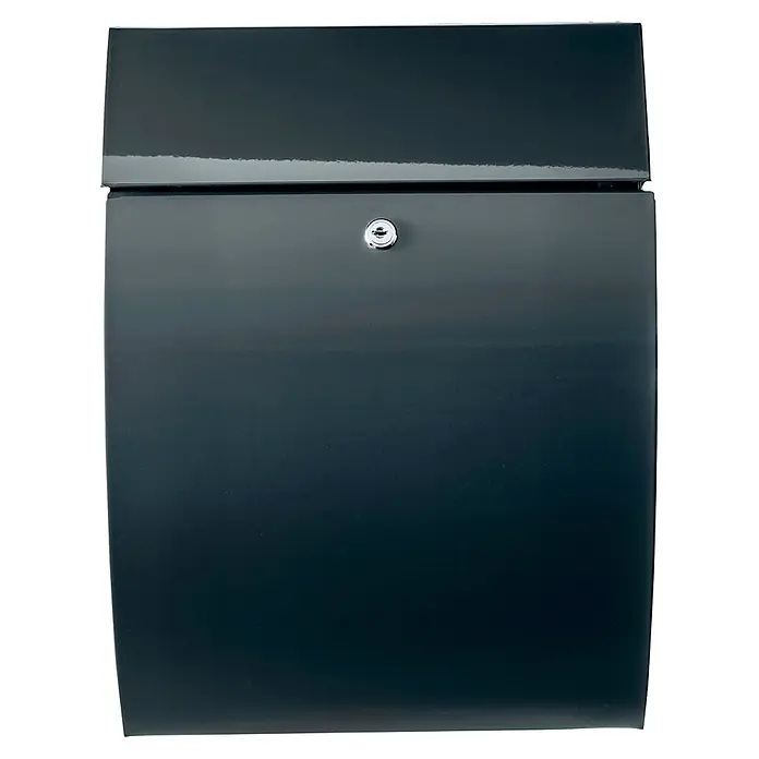 Burg-Wächter Wandbriefkasten Riviera 835 Ant - L x B x H: 13 x 33,5 x 46,5 cm, Anthrazit, Stahl, Öffnungsstopp - Dunkelgrauer Briefkasten mit Klappe oben und kleinem silbernen Schloss.