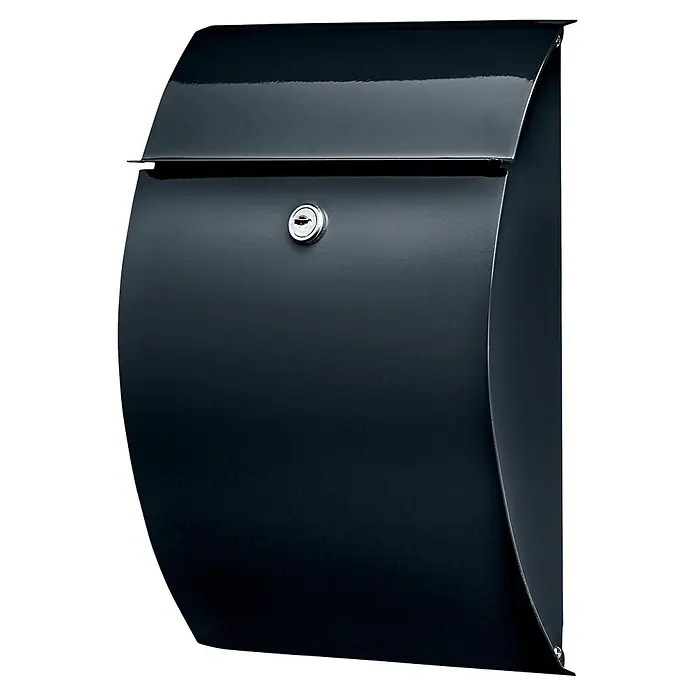 Burg-Wächter Wandbriefkasten Capri 813 Ant - L x B x H: 8 x 21,5 x 30,4 cm, Anthrazit, Stahl - Glänzender dunkelgrauer Metallbriefkasten mit Schlüsselloch.