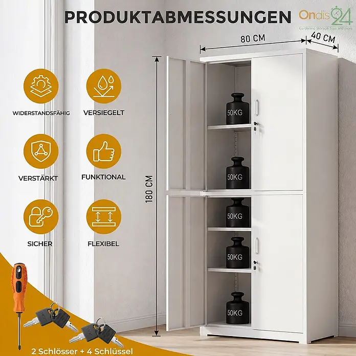 Ondis24 Aktenschrank - B x T x H: 40 x 40 x 180 cm