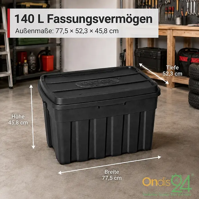 Ondis24 Aufbewahrungskiste - L x B x H: 52 x 47 x 78 cm, Kunststoff, Schwarz