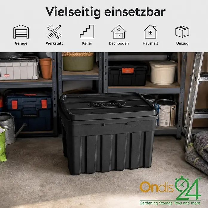 Ondis24 Aufbewahrungskiste - L x B x H: 52 x 47 x 78 cm, Kunststoff, Schwarz