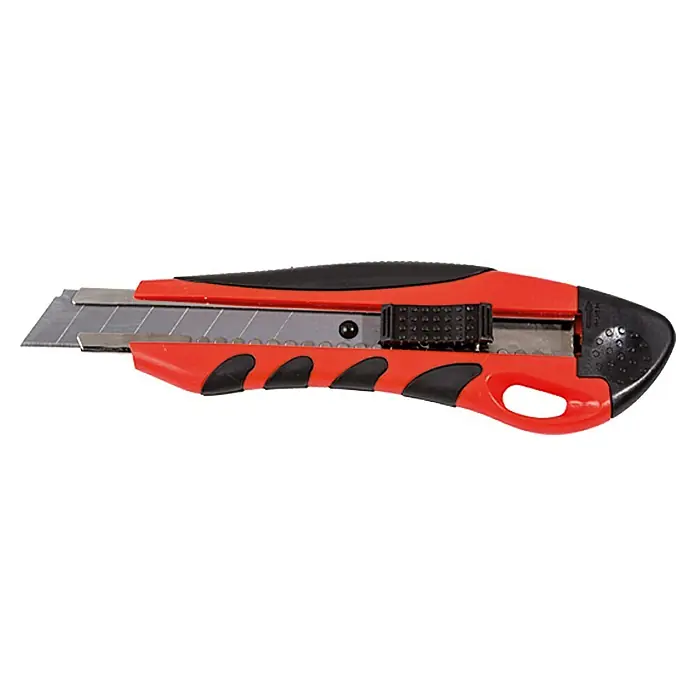 swingcolor Universalmesser - Rot/Schwarz, Klingenbreite: 1,8 cm - Rotes Teppichmesser mit ausziehbarer Klinge und schwarzem Griff für sicheres Schneiden von Teppichen und anderen Materialien.