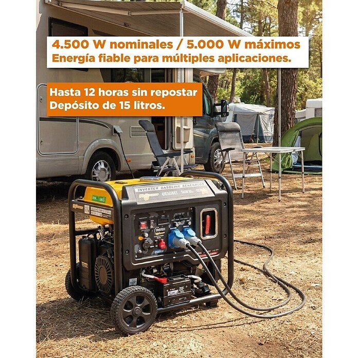 ITC Power Generador GG50XEI (Potencia nominal: 4,5 kW, Volumen del depósito: 15 l, Consumo: 1,83 l/h) | BAUHAUS