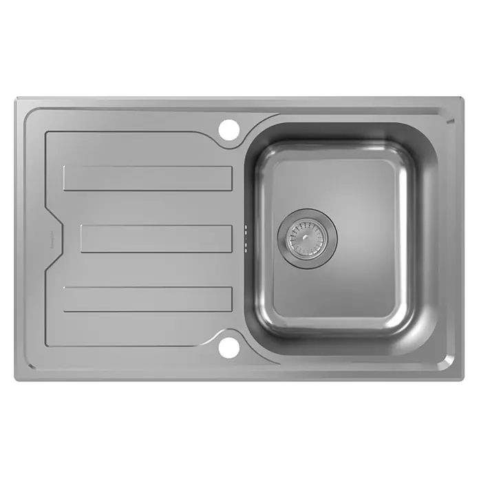 Hansgrohe Einbauspüle S440 - 79 x 50 cm, Edelstahl - Edelstahl-Küchenspüle mit Einzelbecken, Abtropffläche und zwei Hahnlöchern.