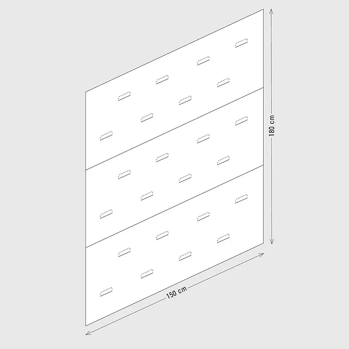 Palatino Exclusive Line Rückwand Woodpecker - 150 x 180 cm, Passend für: Palatino Exclusive Line Brennholzregal Woodpecker - Drei weiße Wandpaneele mit mehreren horizontalen Schlitzen, Gesamtmaße 150x180 cm.