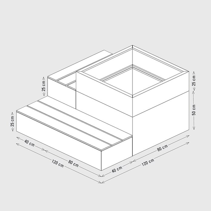 Palatino Hochbeet Schatzinsel mit Sitzbank (120 x 120 x 75 cm, Cortenstahl, Rostbraun) | BAUHAUS