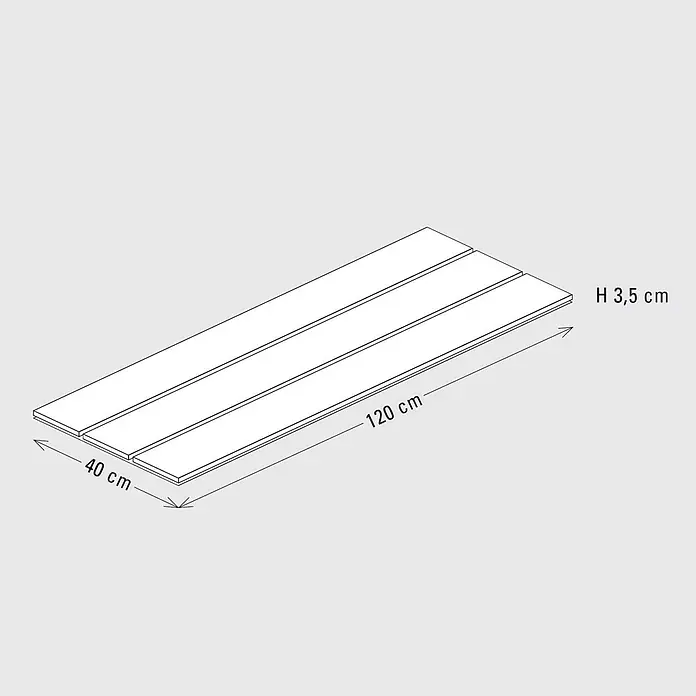 Palatino Sitzdeckel Lotte - 120 x 40 cm, Passend für: Palatino Exlusive Line Pflanzkübel eckig Lotte 120 x 40 cm, WPC - Drei weiße Platten mit Maßen: 120 cm lang, 40 cm breit, 3,5 cm hoch.