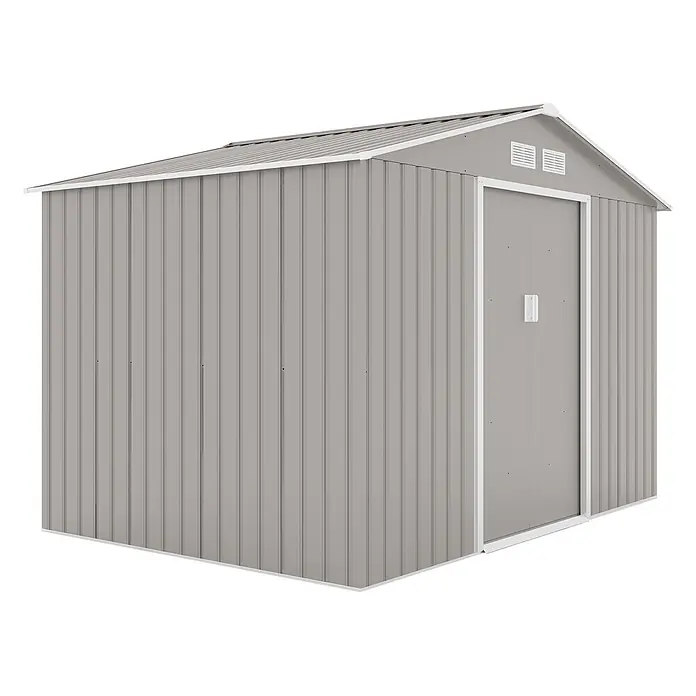 HATTORO Gerätehaus S200 277×191×192cm (BxTxH) - Außenbreite inkl. Dachüberstand: 277 cm, Außentiefe inkl. Dachüberstand: 191 cm, Stahl, Grau