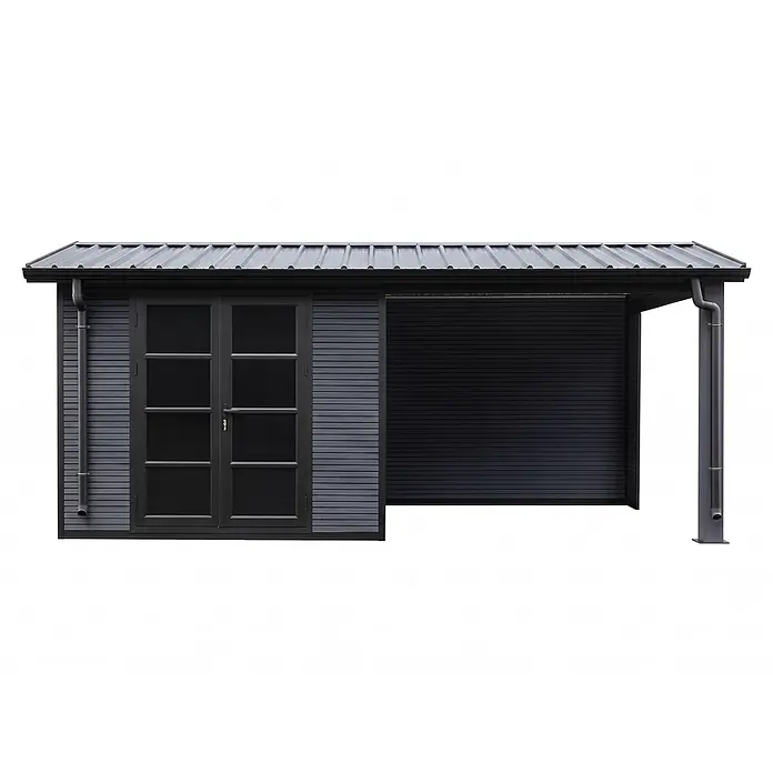 Fjordholz Gartenhaus Apex 15,60 m² - Außenmaß inkl. Dachüberstand (B x T): 535 x 290 cm, Aluminium, Grau/anthrazit
