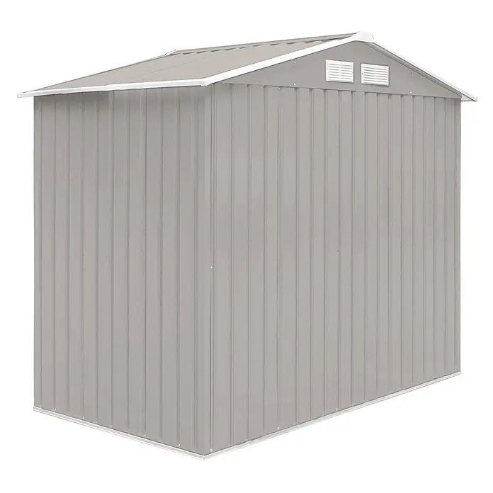 HATTORO Gerätehaus S100 213×127×185cm (LxBxH) - Außenbreite inkl. Dachüberstand: 213 cm, Außentiefe inkl. Dachüberstand: 127 cm, Stahl, Grau