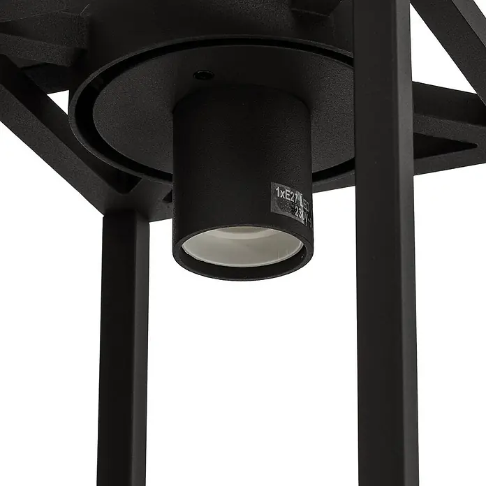 Lucande Wandlampe aussen mit Bewegungsmelder, 1xE27 max. 60W, Außenleuchte -  - Schwarze Metall-Außenleuchte mit sichtbarer E27 LED-Glühbirnenfassung.