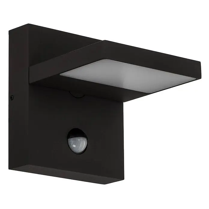 Lucande Außenwandleuchte Silvan - schwarz, IP54 - Moderne dunkle LED-Außenwandleuchte mit rechteckigem Design und integriertem Bewegungssensor.