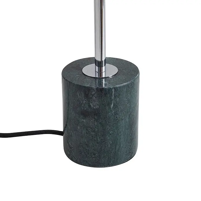 Lindby Tischleuchte Branford - grün, grün, E14 - Dunkelgrüner Marmor-Lampenfuß mit verchromter Metallstange und schwarzem Textilkabel.