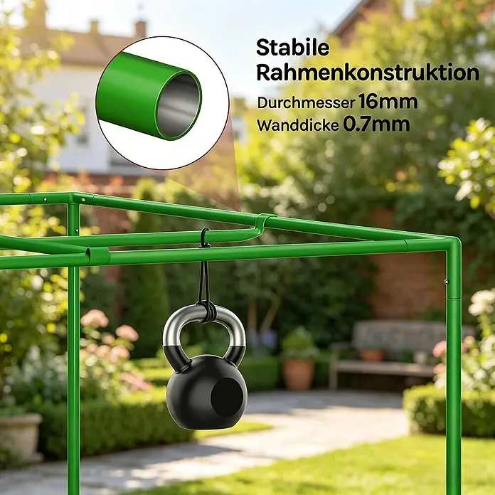 SONNENH Gewächshaus - 60 x 120 cm, Material Seitenwand: Kunststoff, Schwarz - Grüne, stabile Rahmenkonstruktion für den Außenbereich mit 16mm Durchmesser und 0,7mm Wanddicke.