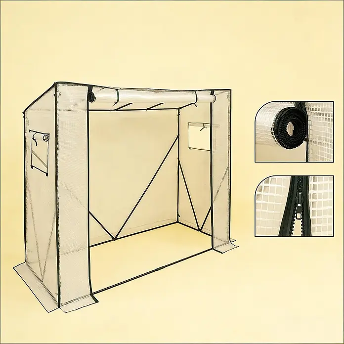 SONNENH Gewächshaus - 200 x 77 cm, Material Seitenwand: Kunststoff, Weiß