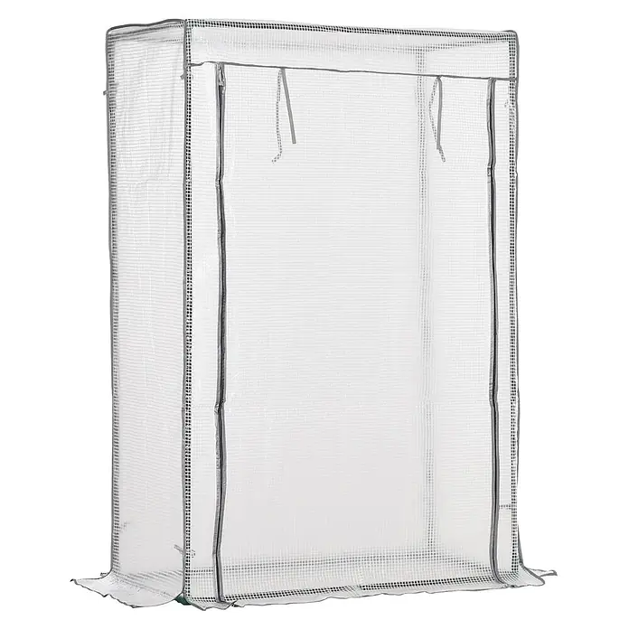 SONNENH Gewächshaus - 101 x 50 cm, Material Seitenwand: Kunststoff, Weiß - Transparentes Gewächshaus mit grauem Saum und gitterverstärkter Abdeckung, ideal für Pflanzenzucht.