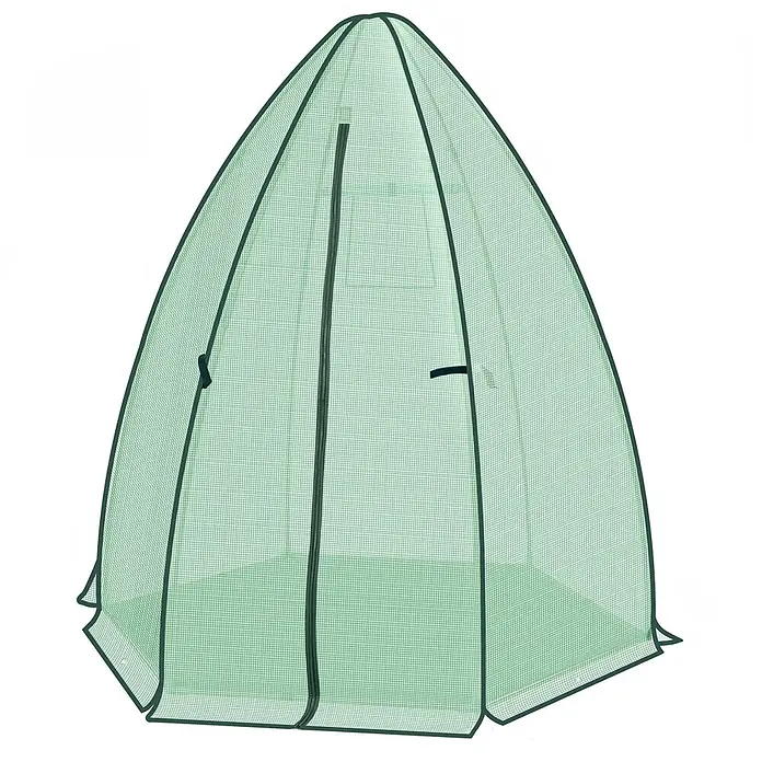 SONNENH Gewächshaus - 160 x 160 cm, Material Seitenwand: Kunststoff, Grün - Grünes, kuppelförmiges Pflanzenschutzhaus aus Netzstoff mit Reißverschluss.