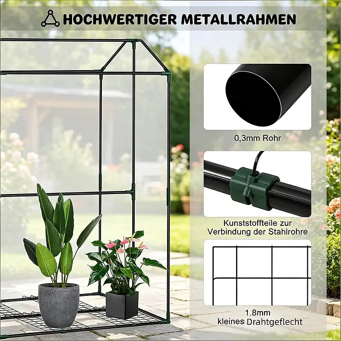 SONNENH Gewächshaus - 100 x 83 cm, Material Seitenwand: Kunststoff, Grün