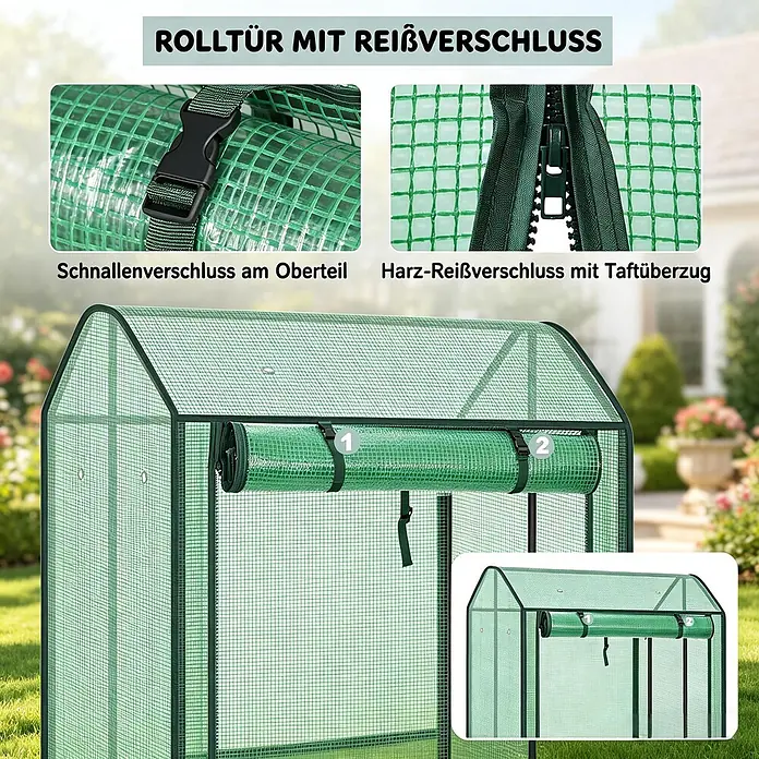 SONNENH Gewächshaus - 100 x 83 cm, Material Seitenwand: Kunststoff, Grün