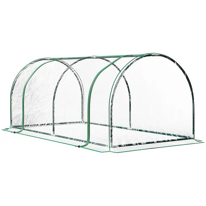 Furnicato Gewächshaus - 100 x 200 cm, Material Seitenwand: Stahl, 14 mm, grün - Tragbares Mini-Gewächshaus mit transparenter Kunststoffabdeckung und grünem Rahmen zum Schutz von Pflanzen.
