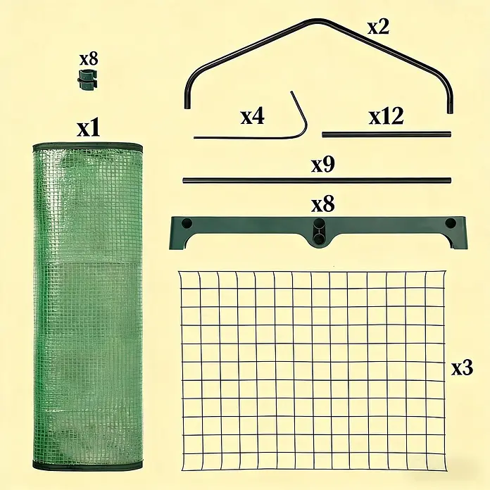 SONNENH Gewächshaus - 69 x 49 cm, Material Seitenwand: Kunststoff, Grün