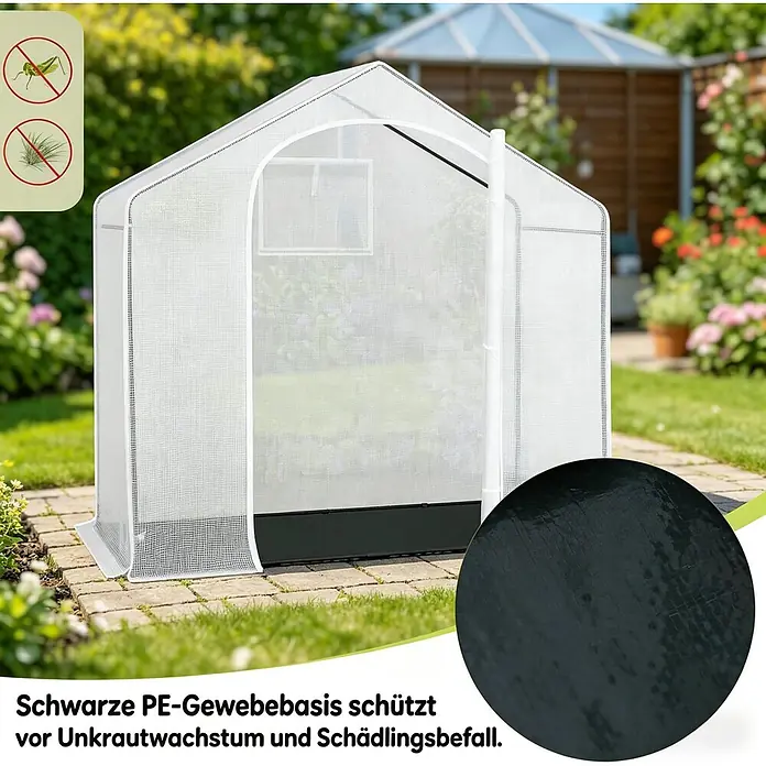 SONNENH Gewächshaus - 200 x 80 cm, Material Seitenwand: Kunststoff, Weiß