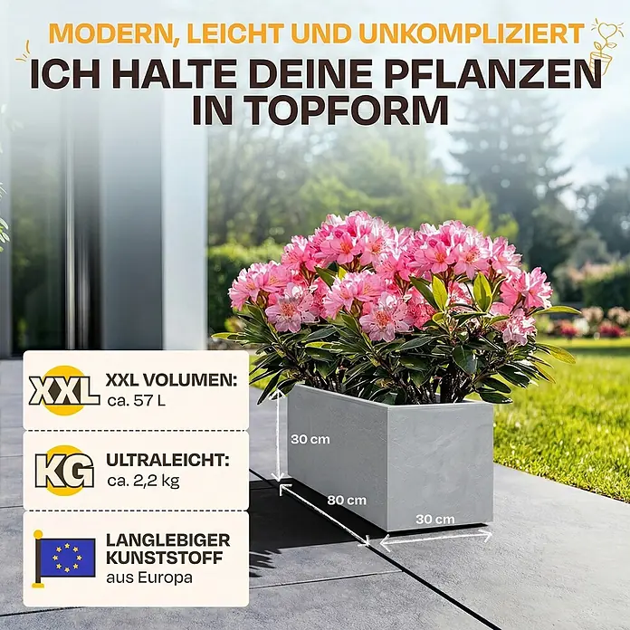 Ondis24 Pflanzkasten - 1 Stk., Kunststoff, Hellgrau