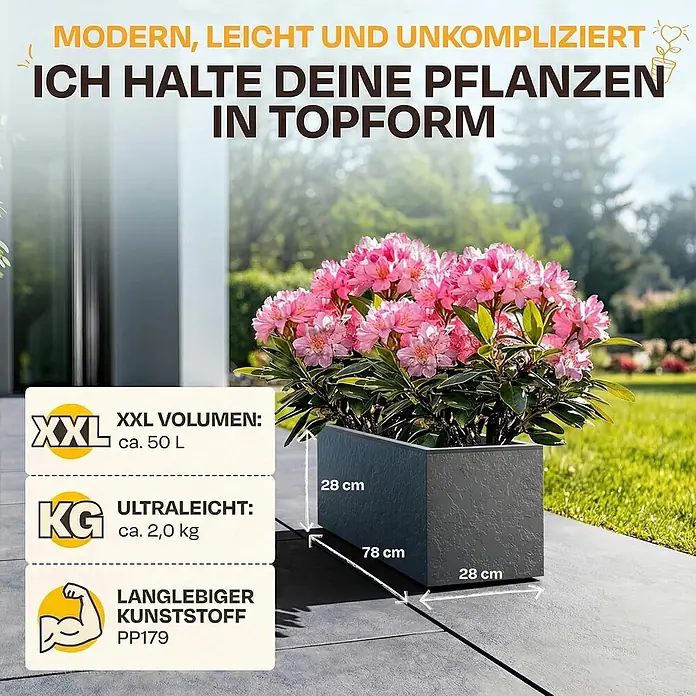 Ondis24 Pflanzkasten - 1 Stk., Kunststoff, Anthrazit