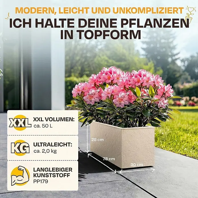 Ondis24 Pflanzkasten - 1 Stk., Kunststoff, Leinen