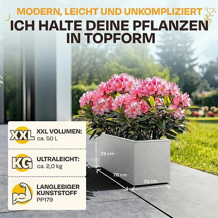 Ondis24 Pflanzkasten - 2 Stk., Kunststoff, Hellgrau