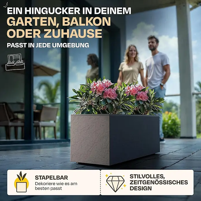 Ondis24 Pflanzkasten - 1 Stk., Kunststoff, Anthrazit