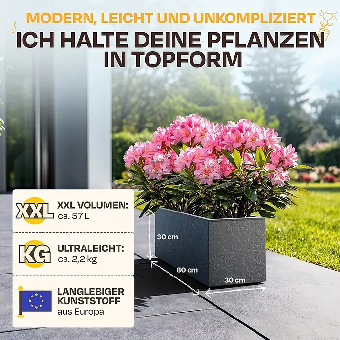 Ondis24 Pflanzkasten - 1 Stk., Kunststoff, Anthrazit