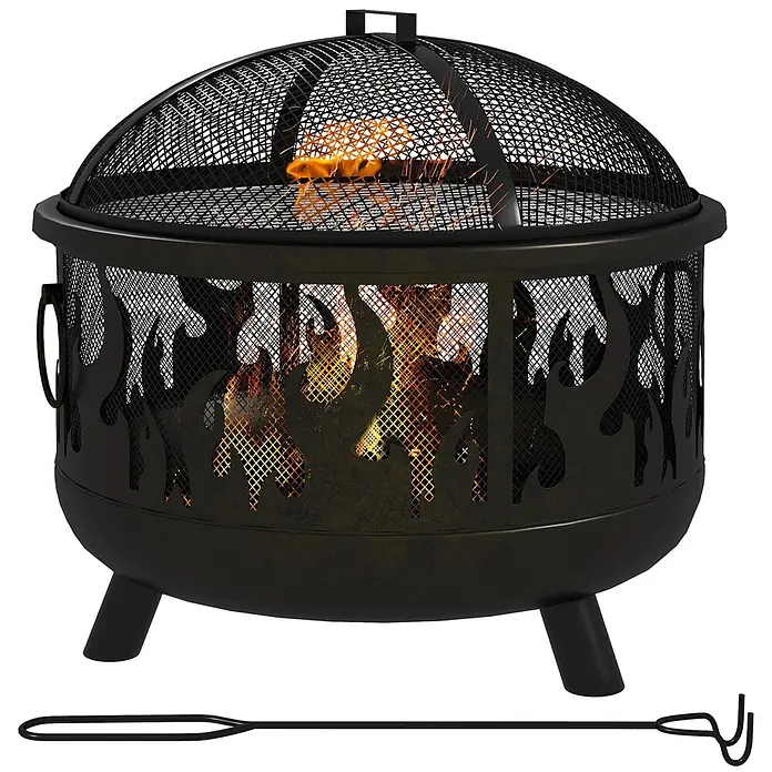 Outsunny Holzkohlegrill - Grillfläche (B x T): 57 x 57 cm, Schwarz