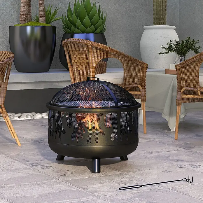 Outsunny Holzkohlegrill - Grillfläche (B x T): 57 x 57 cm, Schwarz