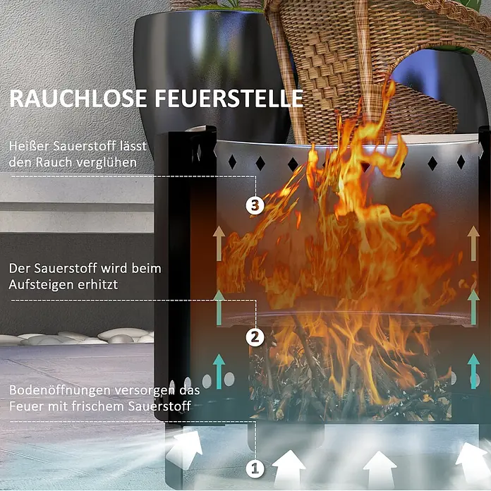 Outsunny Holzkohlegrill - Grillfläche (B x T): 45 x 45 cm, Durchmesser Grillfläche: 45 cm, Schwarz
