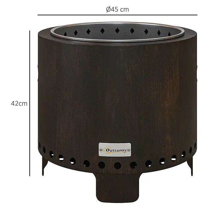 Outsunny Holzkohlegrill - Grillfläche (B x T): 45 x 45 cm, Durchmesser Grillfläche: 45 cm, Schwarz
