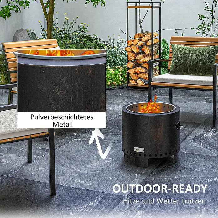 Outsunny Holzkohlegrill - Grillfläche (B x T): 45 x 45 cm, Durchmesser Grillfläche: 45 cm, Schwarz