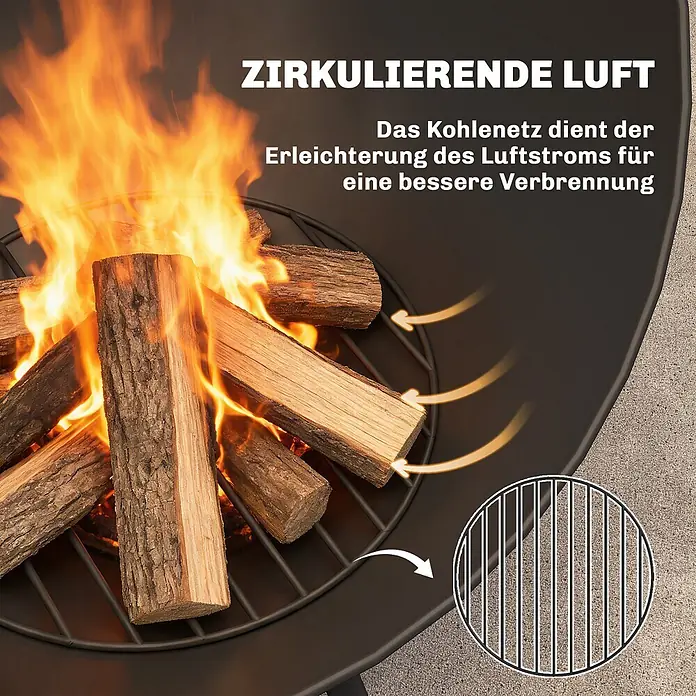 Outsunny Holzkohlegrill - Grillfläche (B x T): 32 x 32 cm, Durchmesser Grillfläche: 32 cm, Schwarz