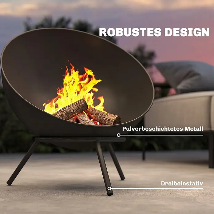 Outsunny Holzkohlegrill - Grillfläche (B x T): 32 x 32 cm, Durchmesser Grillfläche: 32 cm, Schwarz
