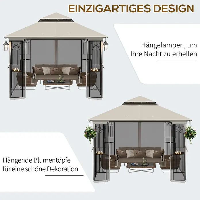 Outsunny Standard-Pavillon - Farbe Gestell: Dunkelgrau, Metall