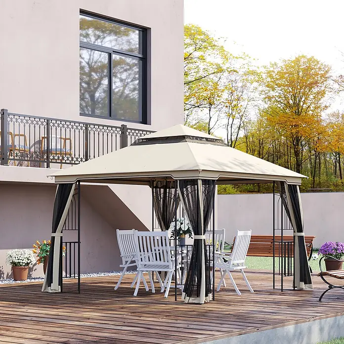 Outsunny Standard-Pavillon - Farbe Gestell: Dunkelgrau, Metall