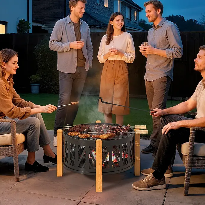 Outsunny Holzkohlegrill - Grillfläche (B x T): 58 x 58 cm, Durchmesser Grillfläche: 58 cm, Schwarz