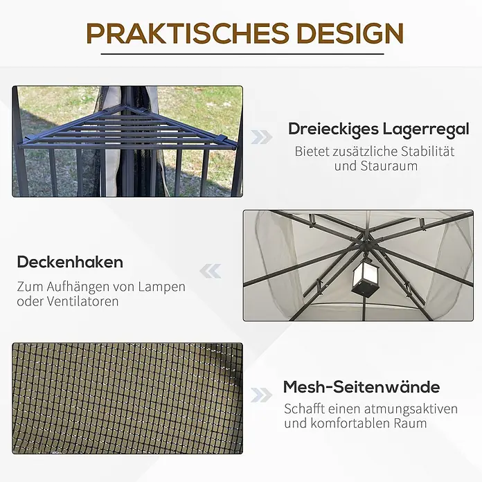 Outsunny Standard-Pavillon - Farbe Gestell: Dunkelgrau, Metall